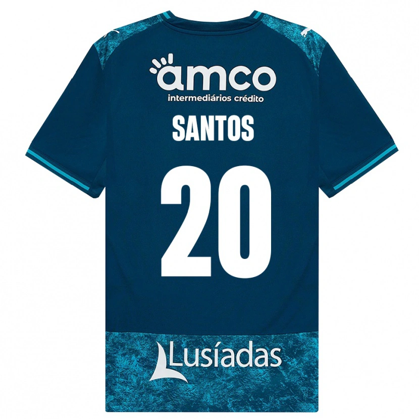 Danxen Børn Lourenço Santos #20 Mørkskifergrå Mellemturkis Udebane Spillertrøjer 2026/27 Trøje T-Shirt