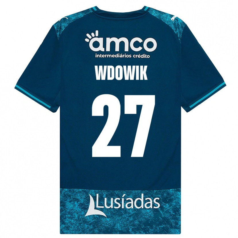 Danxen Børn Bartlomiej Wdowik #27 Mørkskifergrå Mellemturkis Udebane Spillertrøjer 2026/27 Trøje T-Shirt