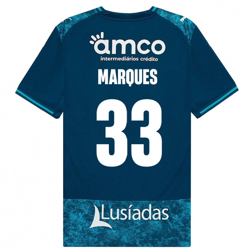 Danxen Børn João Marques #33 Mørkskifergrå Mellemturkis Udebane Spillertrøjer 2026/27 Trøje T-Shirt