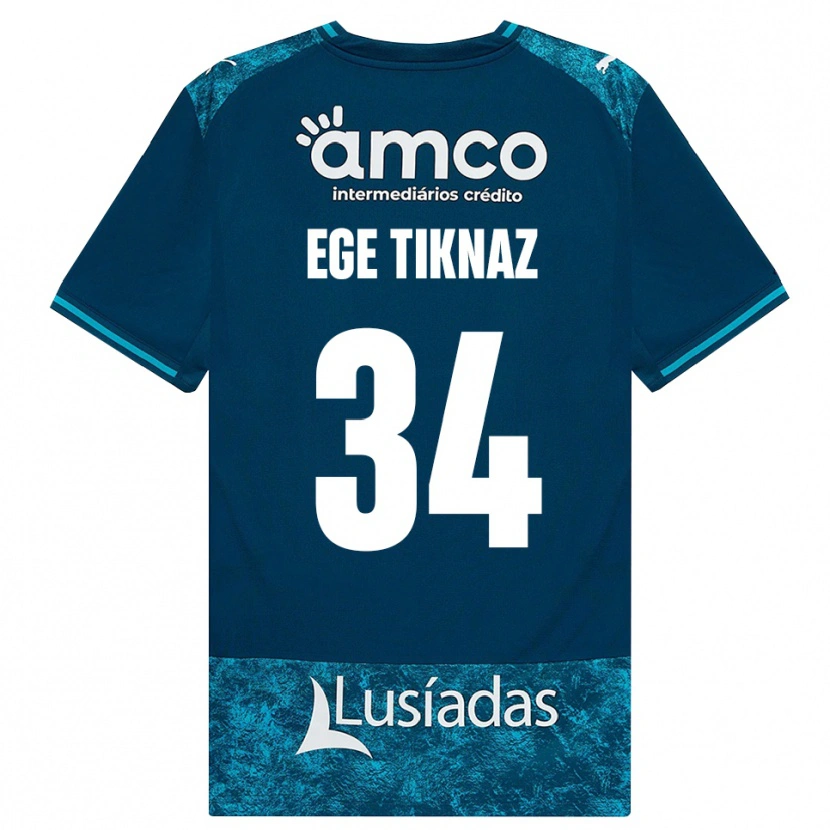 Danxen Børn Demir Ege Tıknaz #34 Mørkskifergrå Mellemturkis Udebane Spillertrøjer 2026/27 Trøje T-Shirt