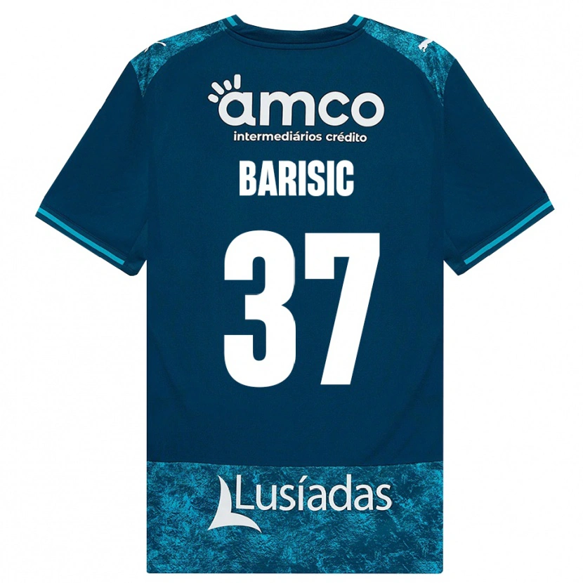 Danxen Børn Adrian Barisic #37 Mørkskifergrå Mellemturkis Udebane Spillertrøjer 2026/27 Trøje T-Shirt