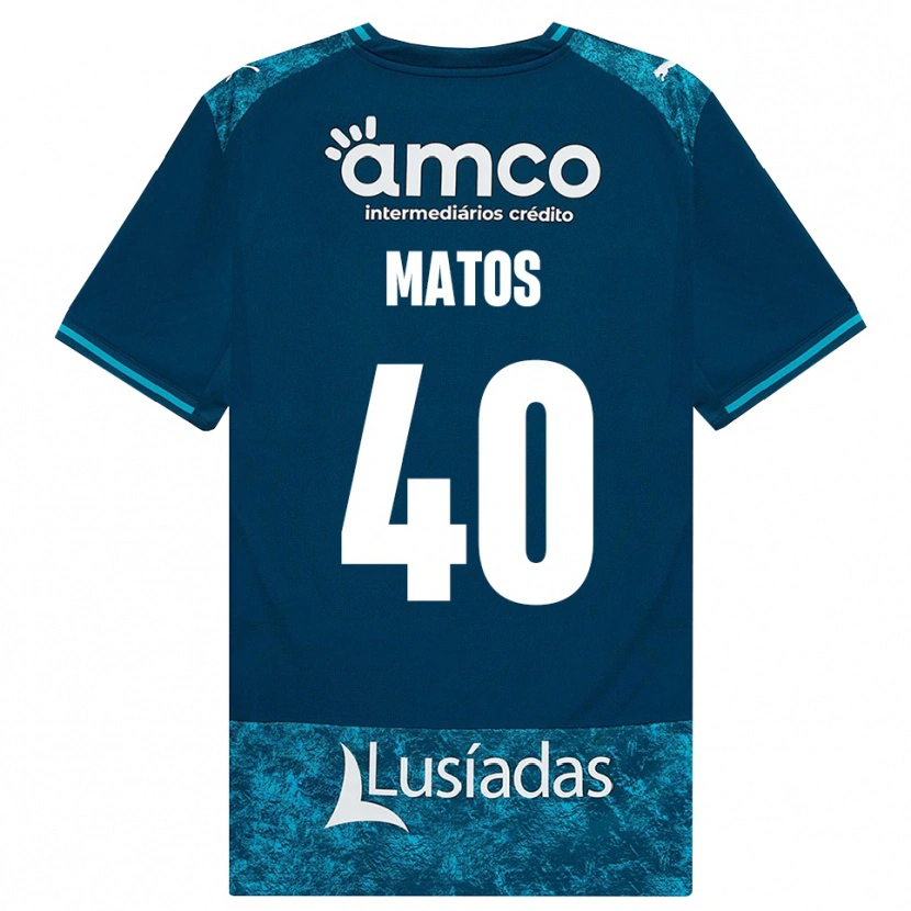 Danxen Børn João Matos #40 Mørkskifergrå Mellemturkis Udebane Spillertrøjer 2026/27 Trøje T-Shirt