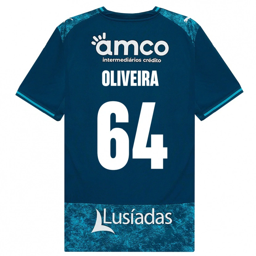 Danxen Børn Lucas Oliveira #64 Mørkskifergrå Mellemturkis Udebane Spillertrøjer 2026/27 Trøje T-Shirt