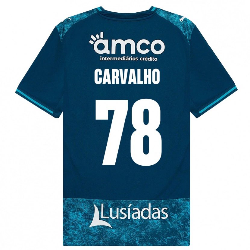 Danxen Børn João Carvalho #78 Mørkskifergrå Mellemturkis Udebane Spillertrøjer 2026/27 Trøje T-Shirt