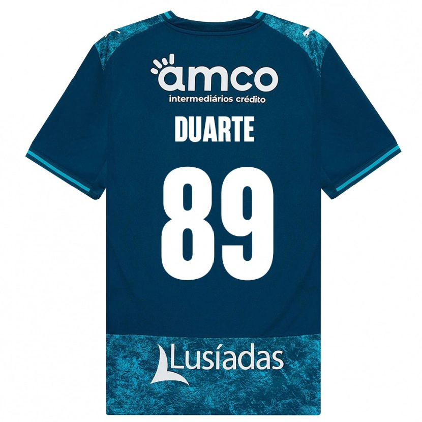 Danxen Børn Afonso Duarte #89 Mørkskifergrå Mellemturkis Udebane Spillertrøjer 2026/27 Trøje T-Shirt