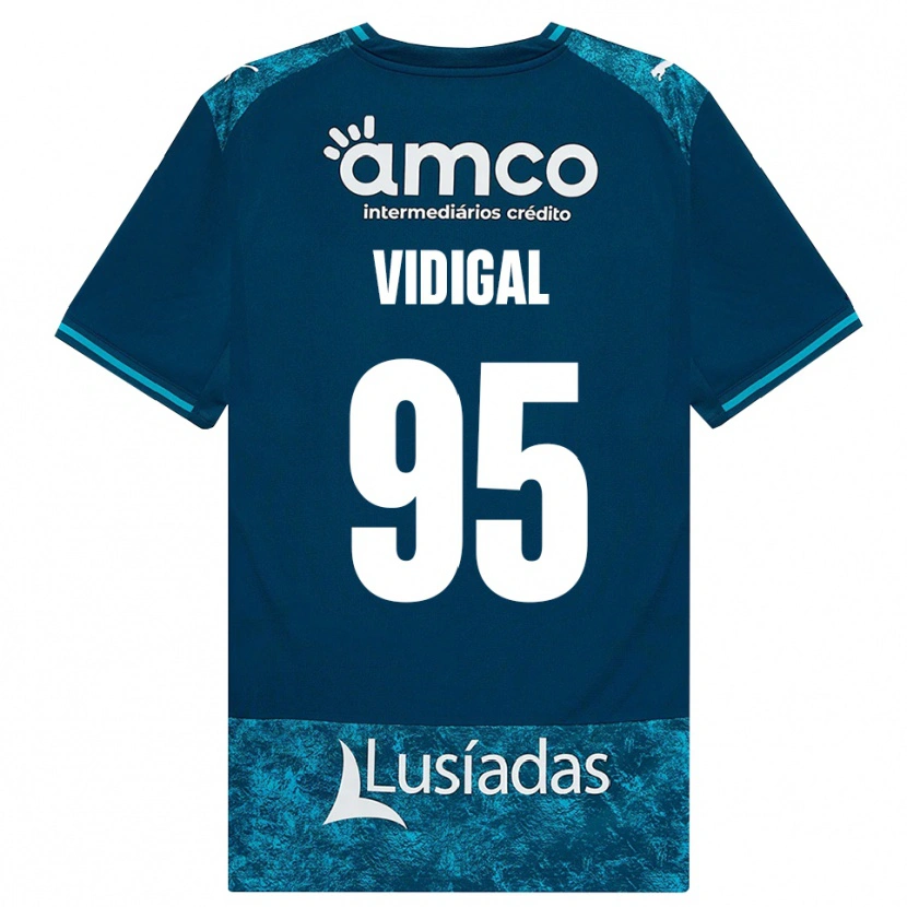 Danxen Børn Sandro Vidigal #95 Mørkskifergrå Mellemturkis Udebane Spillertrøjer 2026/27 Trøje T-Shirt
