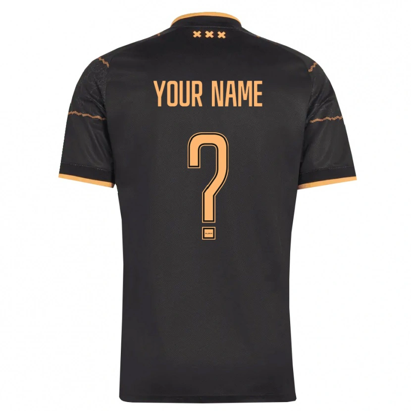 Danxen Børn Dit Navn #0 Sort Orange Udebane Spillertrøjer 2026/27 Trøje T-Shirt