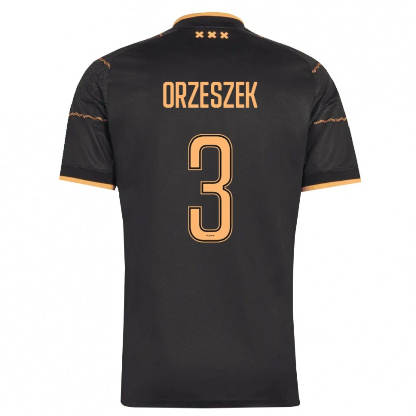 Danxen Børn Zane Orzeszek #3 Sort Orange Udebane Spillertrøjer 2026/27 Trøje T-Shirt