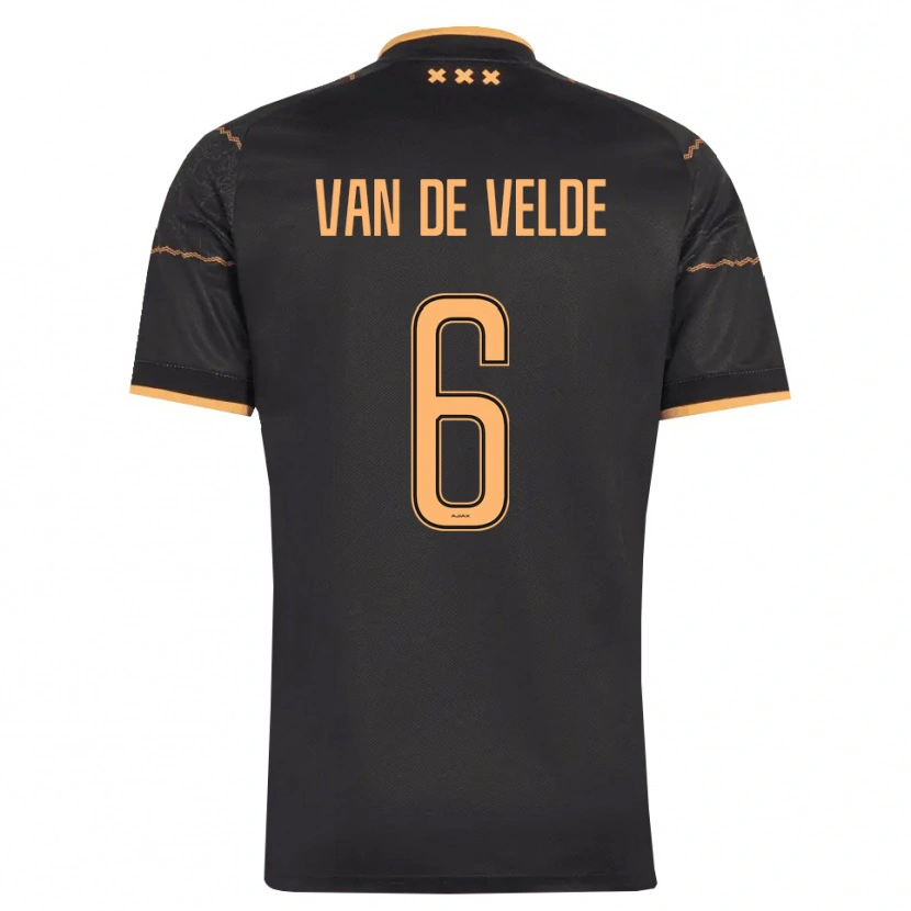 Danxen Børn Jonna Van De Velde #6 Sort Orange Udebane Spillertrøjer 2026/27 Trøje T-Shirt