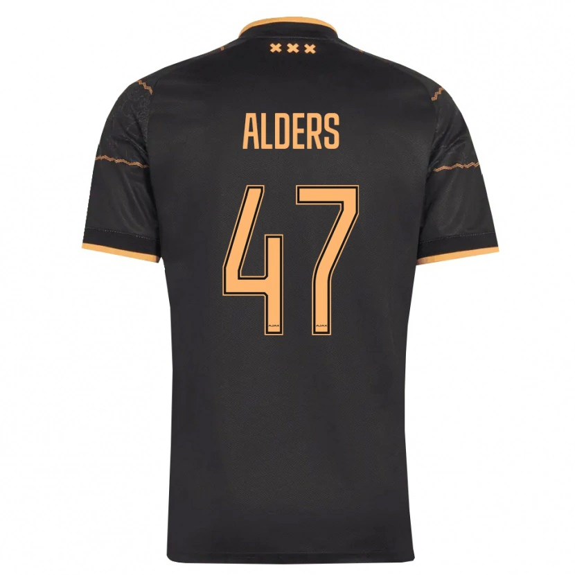 Danxen Børn Gerald Alders #47 Sort Orange Udebane Spillertrøjer 2026/27 Trøje T-Shirt
