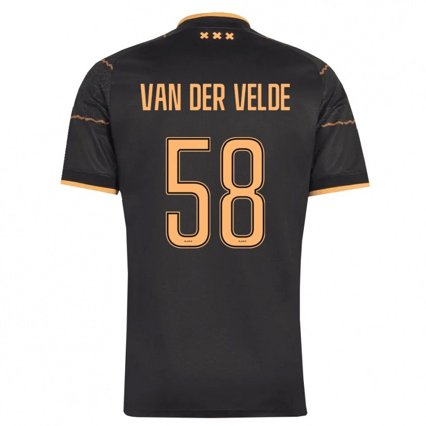 Danxen Børn Valentijn Van Der Velde #58 Sort Orange Udebane Spillertrøjer 2026/27 Trøje T-Shirt