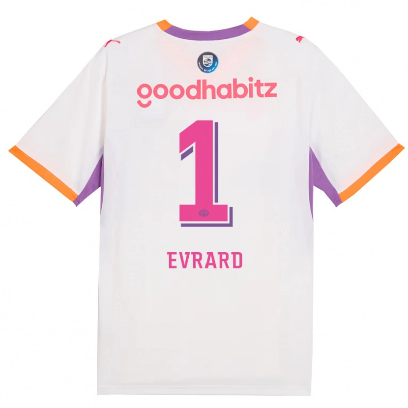 Danxen Børn Nicky Evrard #1 Hvid Lilla Orange Udebane Spillertrøjer 2026/27 Trøje T-Shirt
