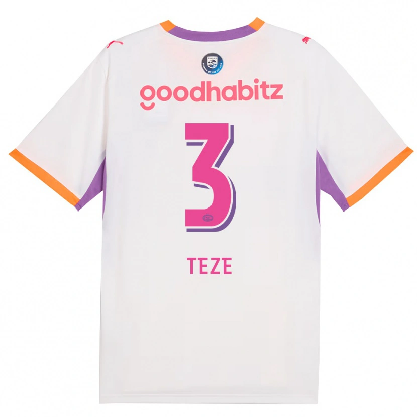 Danxen Børn Jordan Teze #3 Hvid Lilla Orange Udebane Spillertrøjer 2026/27 Trøje T-Shirt