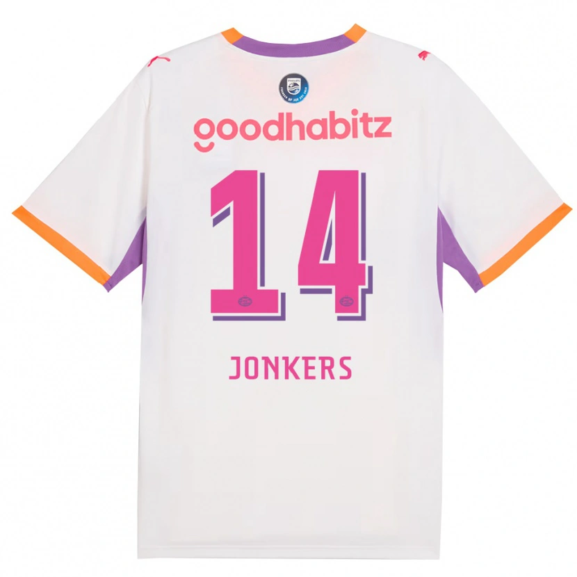 Danxen Børn Brent Jonkers #14 Hvid Lilla Orange Udebane Spillertrøjer 2026/27 Trøje T-Shirt