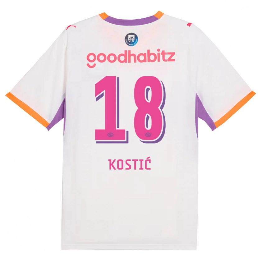 Danxen Børn Filip Kostic #18 Hvid Lilla Orange Udebane Spillertrøjer 2026/27 Trøje T-Shirt