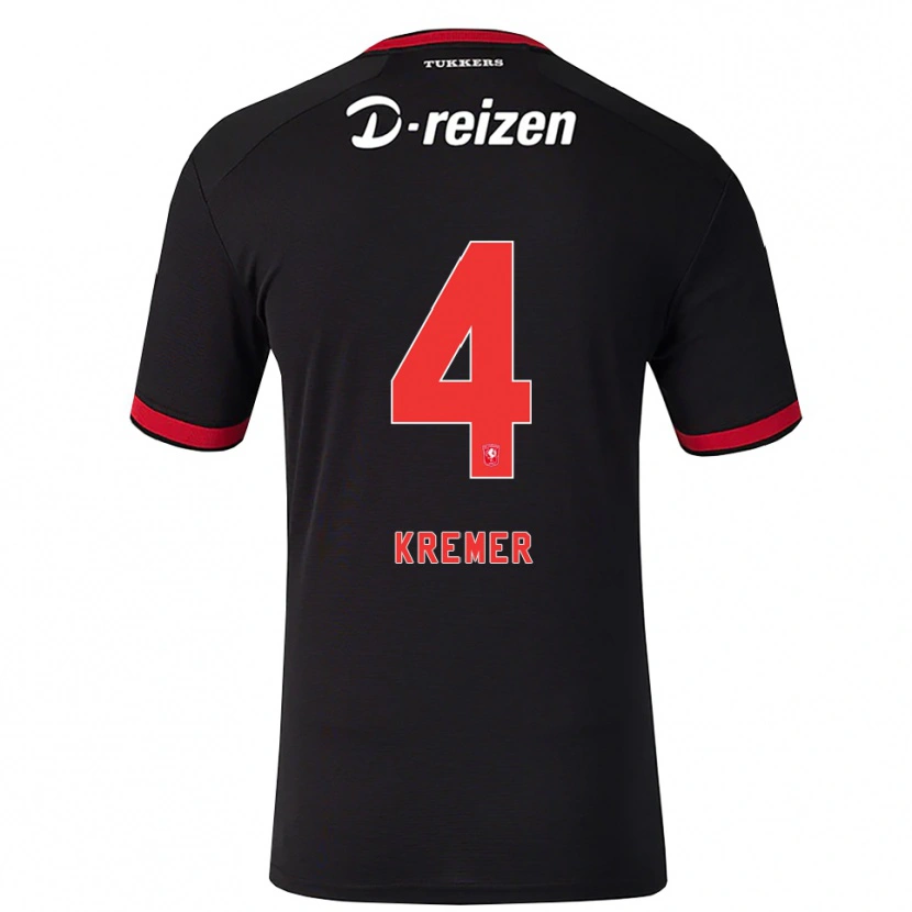 Danxen Børn Joop Kremer #4 Rød Hvid Sort Udebane Spillertrøjer 2026/27 Trøje T-Shirt