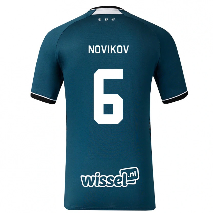 Danxen Børn Serge Novikov #6 Mørkskifergrå Hvid Udebane Spillertrøjer 2026/27 Trøje T-Shirt