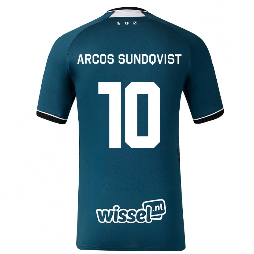 Danxen Børn Gustav Arcos Sundqvist #10 Mørkskifergrå Hvid Udebane Spillertrøjer 2026/27 Trøje T-Shirt