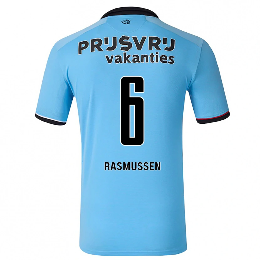 Danxen Børn Jacob Rasmussen #6 Dybhimmelblå Sort Rød Udebane Spillertrøjer 2026/27 Trøje T-Shirt