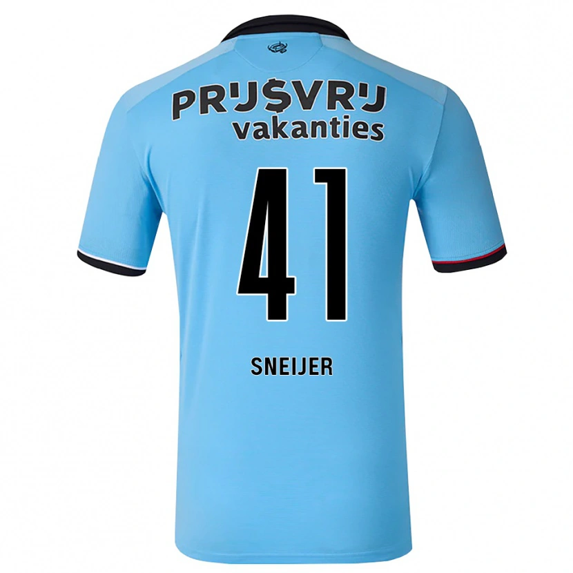 Danxen Børn Zino Sneijer #41 Dybhimmelblå Sort Rød Udebane Spillertrøjer 2026/27 Trøje T-Shirt