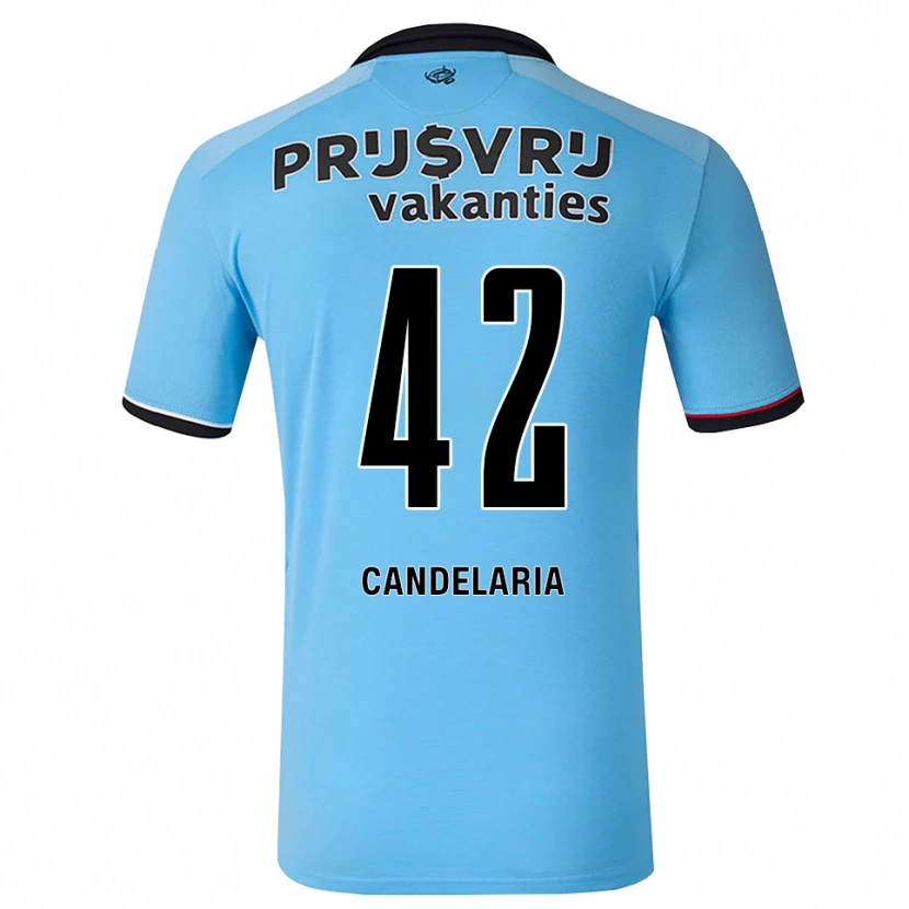 Danxen Børn Jayden Candelaria #42 Dybhimmelblå Sort Rød Udebane Spillertrøjer 2026/27 Trøje T-Shirt