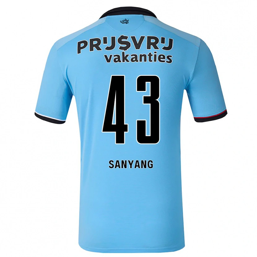 Danxen Børn Amadou-David Sanyang #43 Dybhimmelblå Sort Rød Udebane Spillertrøjer 2026/27 Trøje T-Shirt