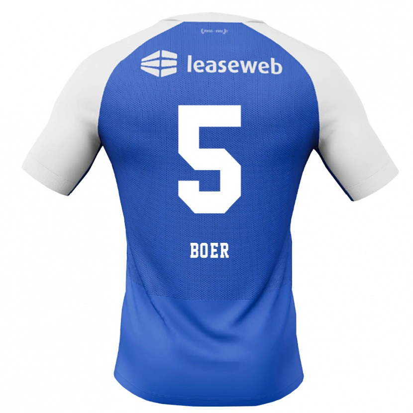 Danxen Børn Lars Boer #5 Jægerblå Rød Hvid Udebane Spillertrøjer 2026/27 Trøje T-Shirt