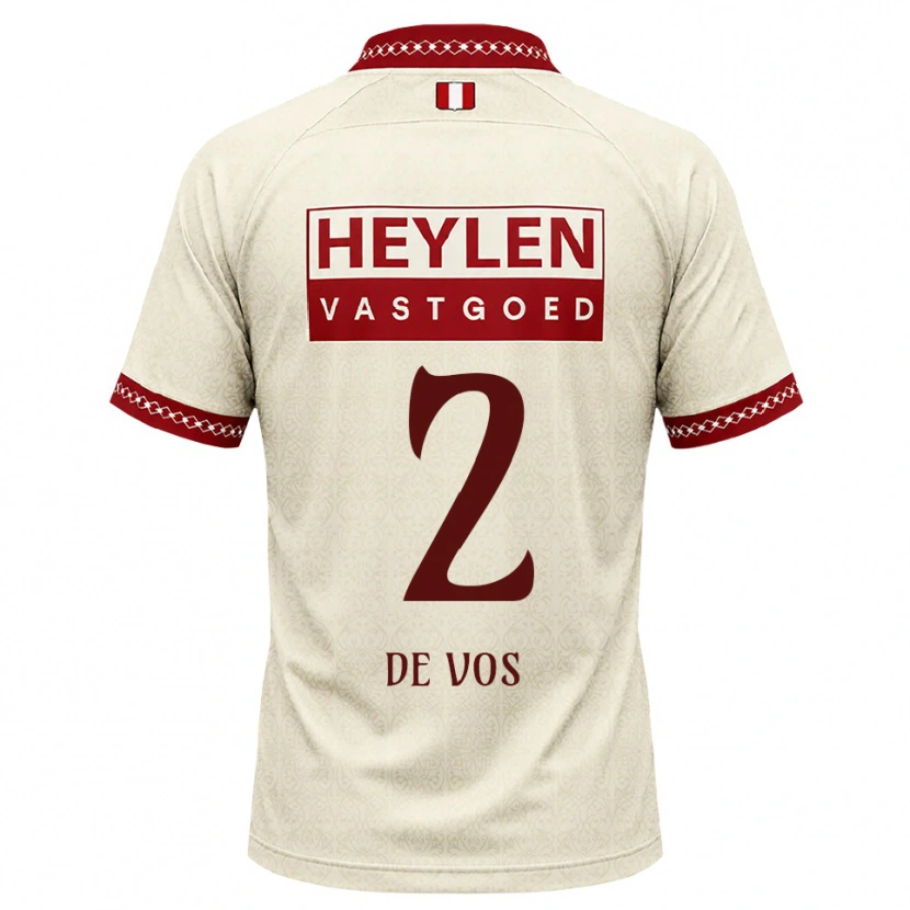 Danxen Børn Lucas De Vos #2 Beige Rød Udebane Spillertrøjer 2026/27 Trøje T-Shirt