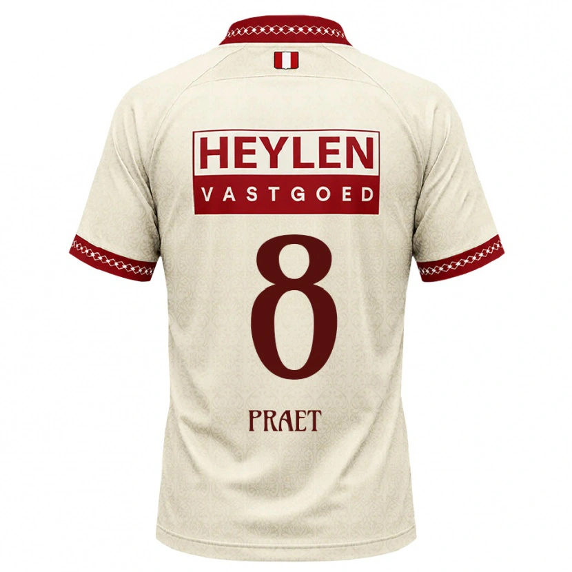 Danxen Børn Dennis Praet #8 Beige Rød Udebane Spillertrøjer 2026/27 Trøje T-Shirt