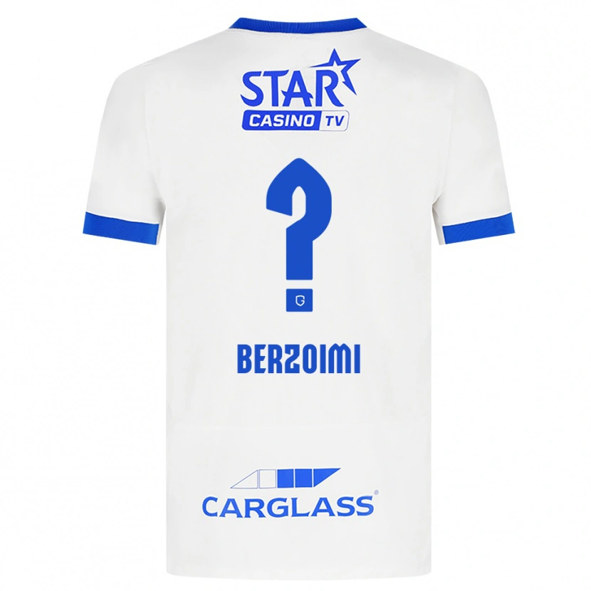 Danxen Børn Mohamed Berzoimi #0 Hvid Blå Udebane Spillertrøjer 2026/27 Trøje T-Shirt