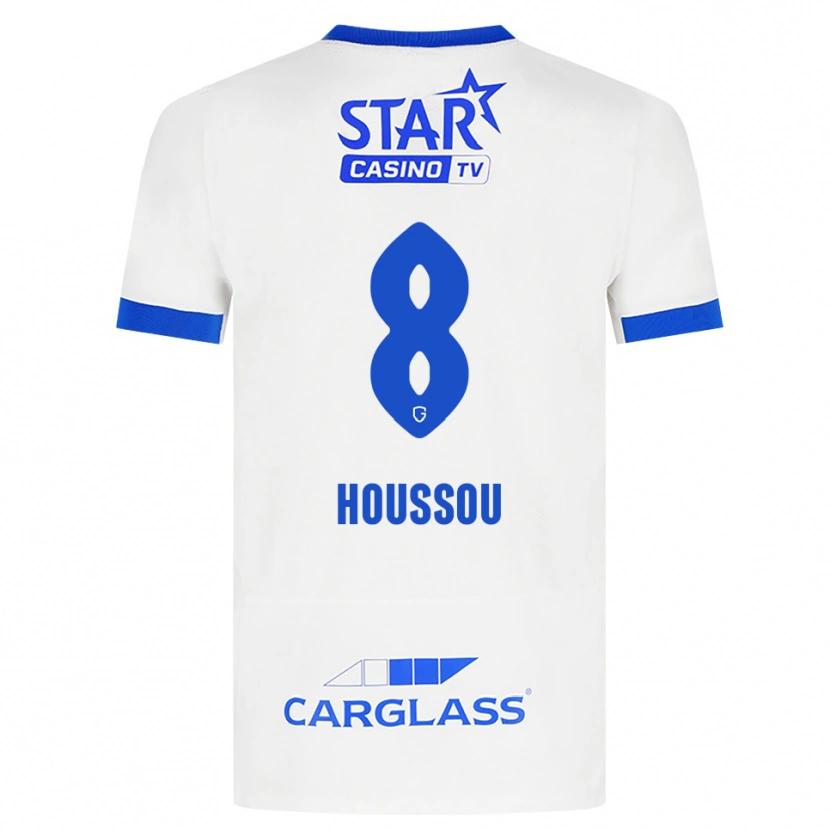 Danxen Børn Josué Houssou #8 Hvid Blå Udebane Spillertrøjer 2026/27 Trøje T-Shirt