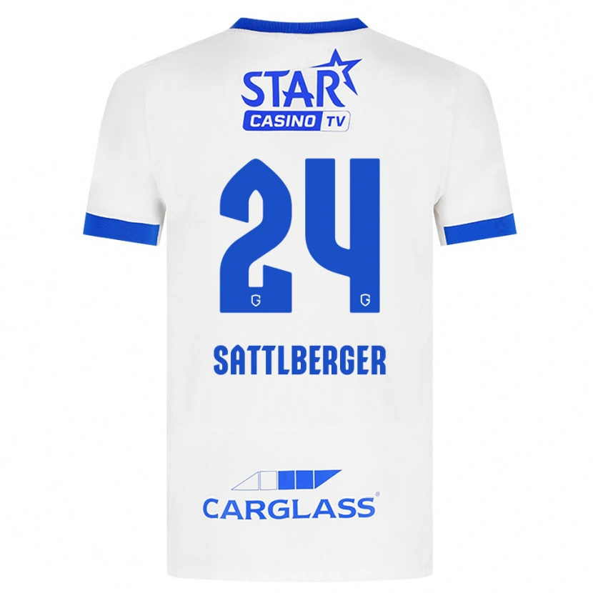 Danxen Børn Nikolas Sattlberger #24 Hvid Blå Udebane Spillertrøjer 2026/27 Trøje T-Shirt