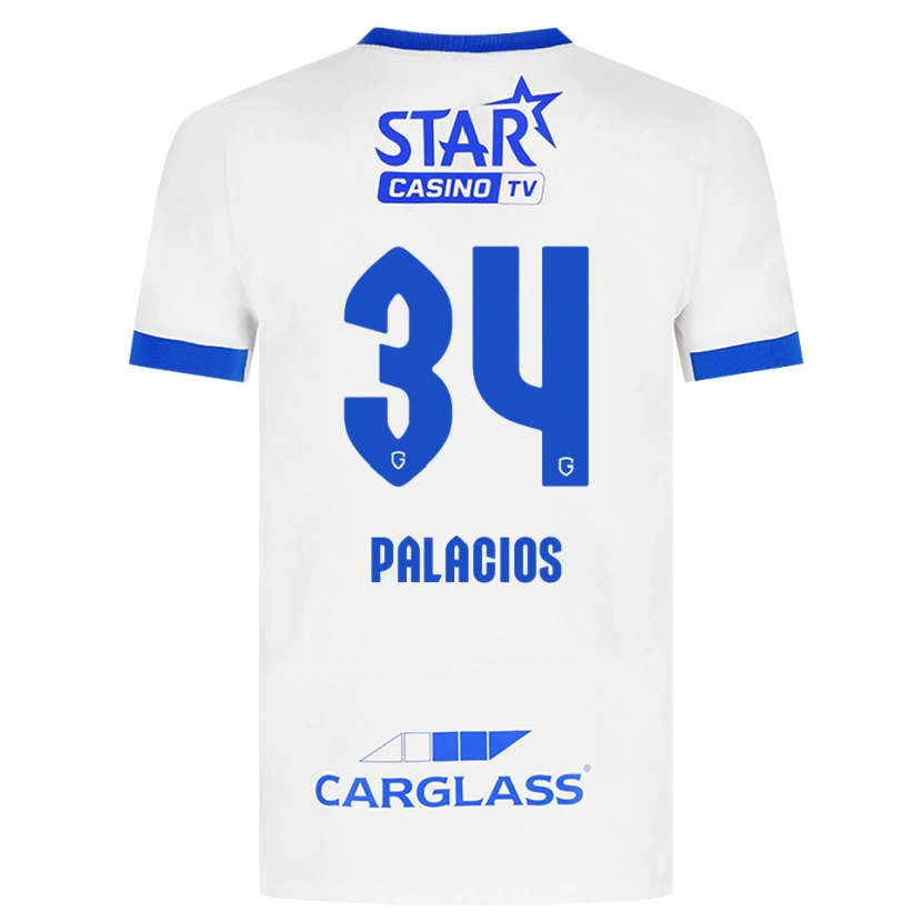 Danxen Børn Adrián Palacios #34 Hvid Blå Udebane Spillertrøjer 2026/27 Trøje T-Shirt