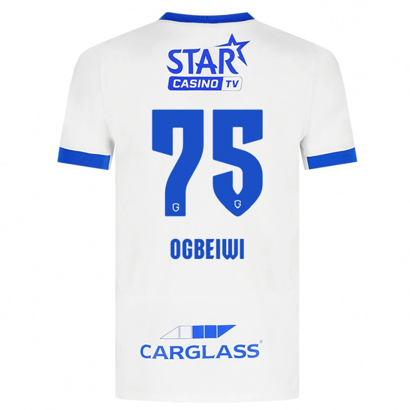Danxen Børn Precious Ogbeiwi #75 Hvid Blå Udebane Spillertrøjer 2026/27 Trøje T-Shirt