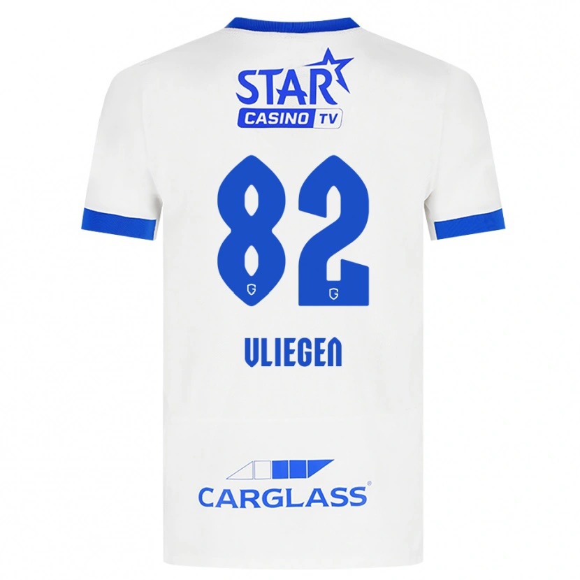 Danxen Børn Olivier Vliegen #82 Hvid Blå Udebane Spillertrøjer 2026/27 Trøje T-Shirt