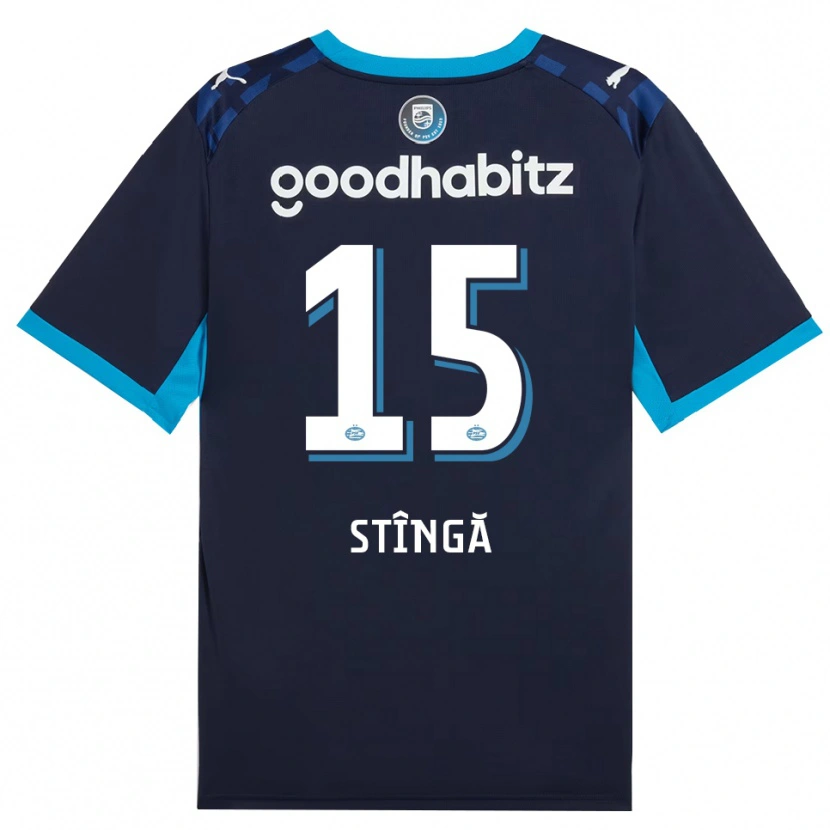 Danxen Børn Lucas Stîngă #15 Jægerblå Kongeblå Tredje Sæt Spillertrøjer 2026/27 Trøje T-Shirt