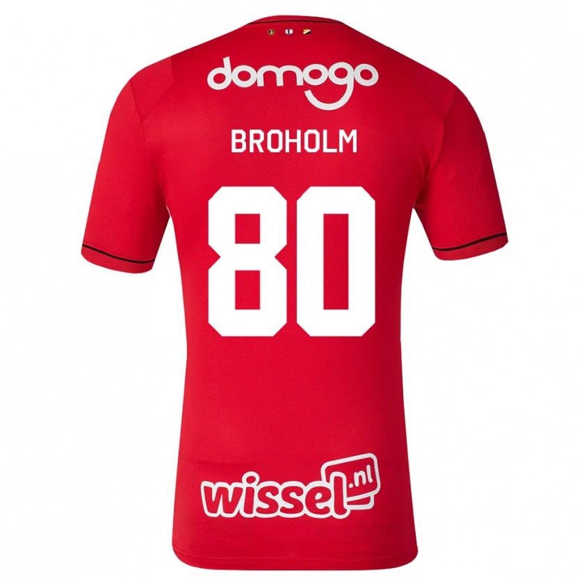 Danxen Børn Marius Broholm #80 Rød Hvid Sort Hjemmebane Spillertrøjer 2026/27 Trøje T-Shirt