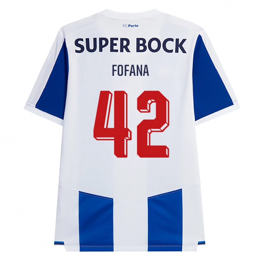 Danxen Børn Seko Fofana #42 Blå Hvid Rød Hjemmebane Spillertrøjer 2026/27 Trøje T-Shirt