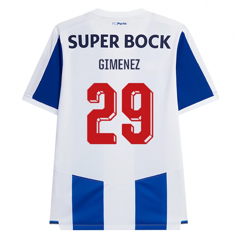 Danxen Børn Santiago Gimenez #29 Blå Hvid Rød Hjemmebane Spillertrøjer 2026/27 Trøje T-Shirt