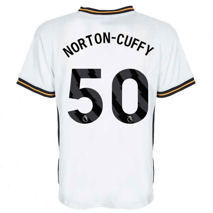 Danxen Børn Brooke Norton-Cuffy #50 Hvid Orange Sort Udebane Spillertrøjer 2026/27 Trøje T-Shirt