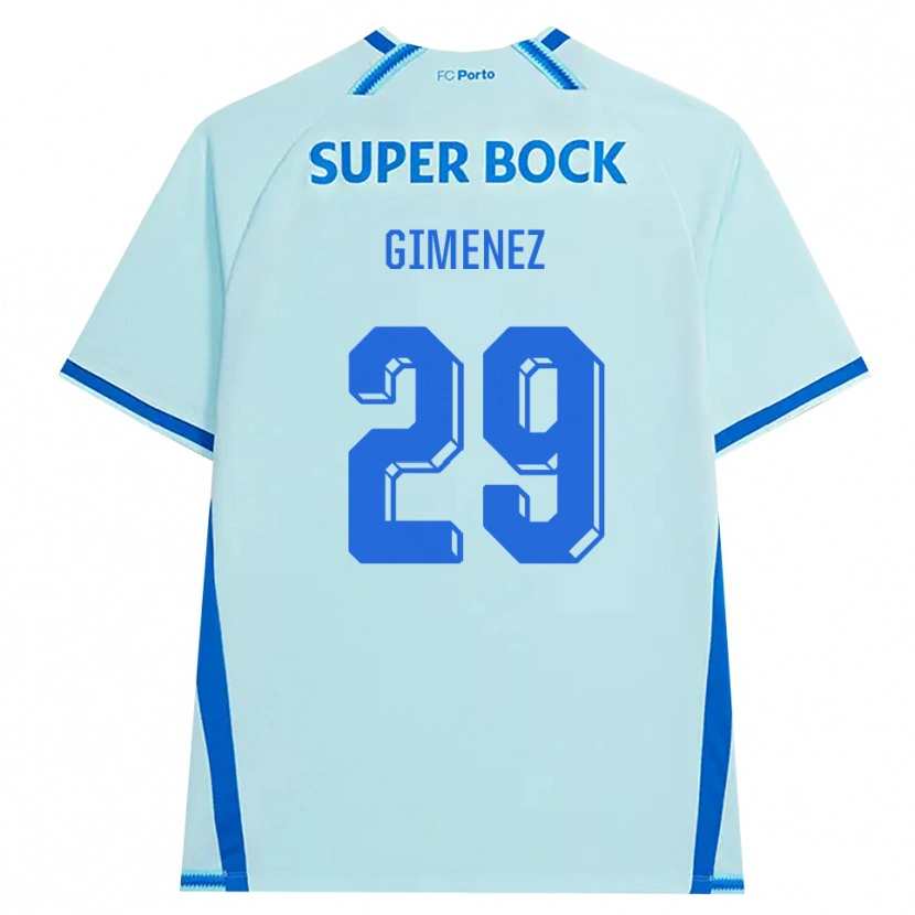 Danxen Børn Santiago Gimenez #29 Lyshimmelblå Blå Tredje Sæt Spillertrøjer 2026/27 Trøje T-Shirt