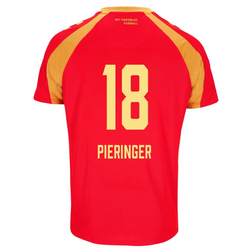 Danxen Børn Marvin Pieringer #18 Rød Orange Sort Udebane Spillertrøjer 2026/27 Trøje T-Shirt