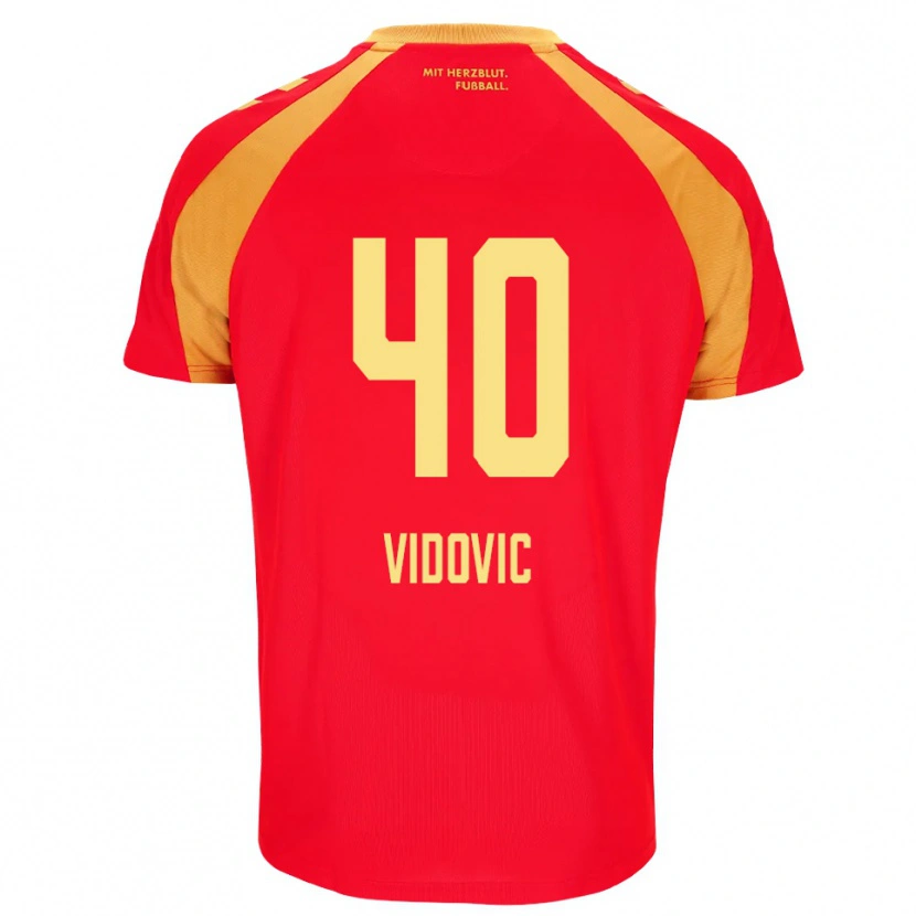 Danxen Børn Gabriel Vidovic #40 Rød Orange Sort Udebane Spillertrøjer 2026/27 Trøje T-Shirt