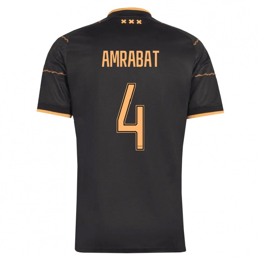 Danxen Børn Sofyan Amrabat #4 Sort Orange Udebane Spillertrøjer 2026/27 Trøje T-Shirt