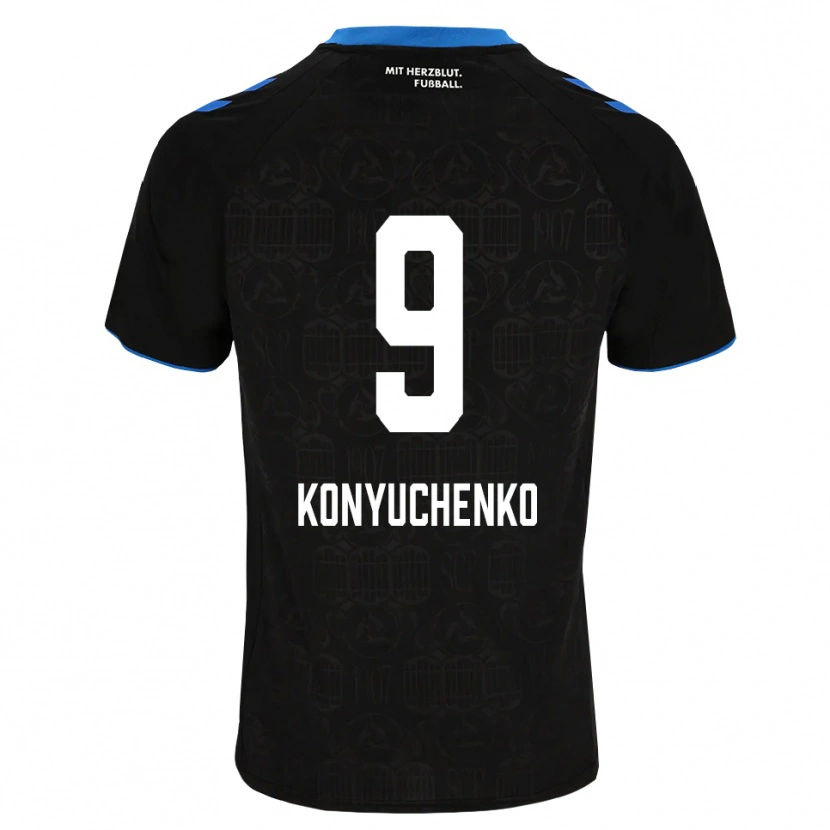 Danxen Mænd Yehor Konyuchenko #9 Sort Hvid Rød Hjemmebane Spillertrøjer 2026/27 Trøje T-Shirt