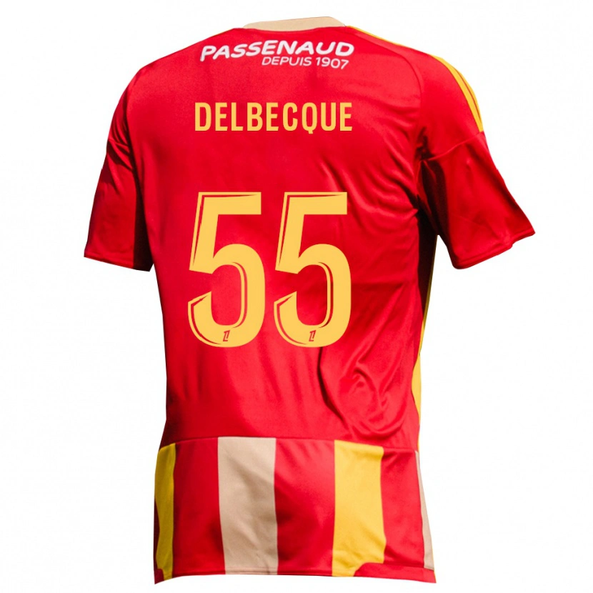 Danxen Mænd Augustin Delbecque #55 Rød Gul Grøn Hjemmebane Spillertrøjer 2026/27 Trøje T-Shirt