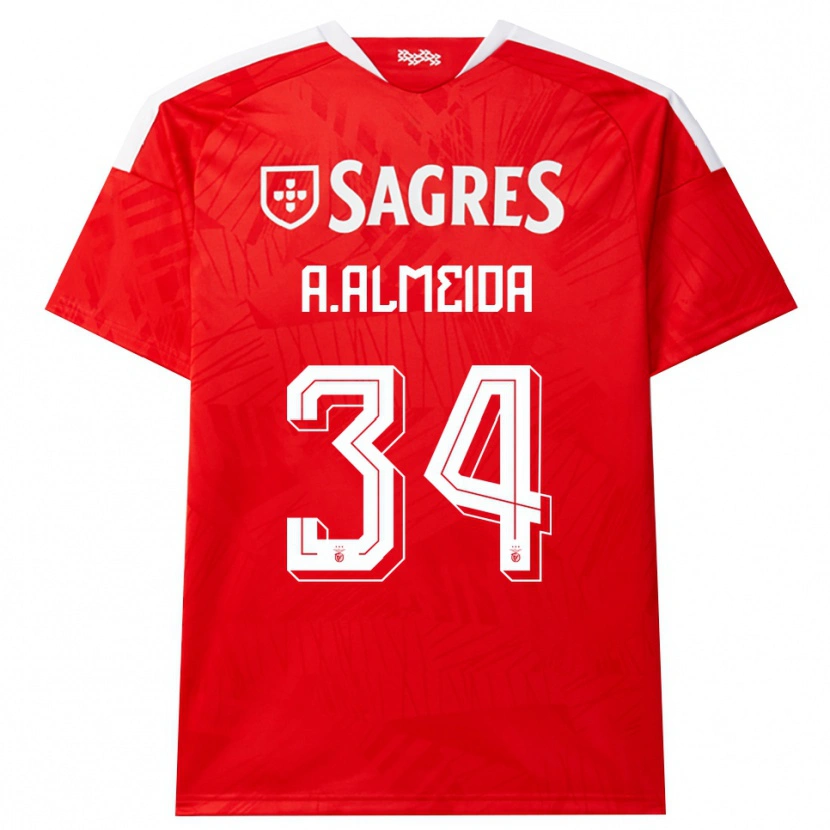 Danxen Mænd Andre Almeida #34 Rød Hvid Gul Hjemmebane Spillertrøjer 2026/27 Trøje T-Shirt