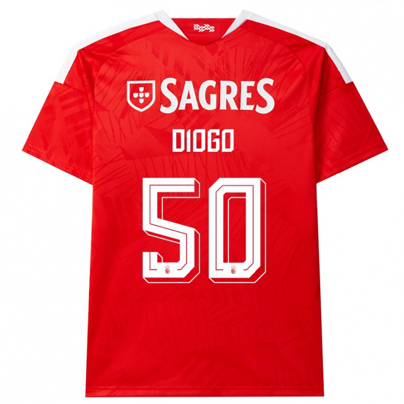 Danxen Mænd Diogo Ferreira #50 Rød Hvid Gul Hjemmebane Spillertrøjer 2026/27 Trøje T-Shirt