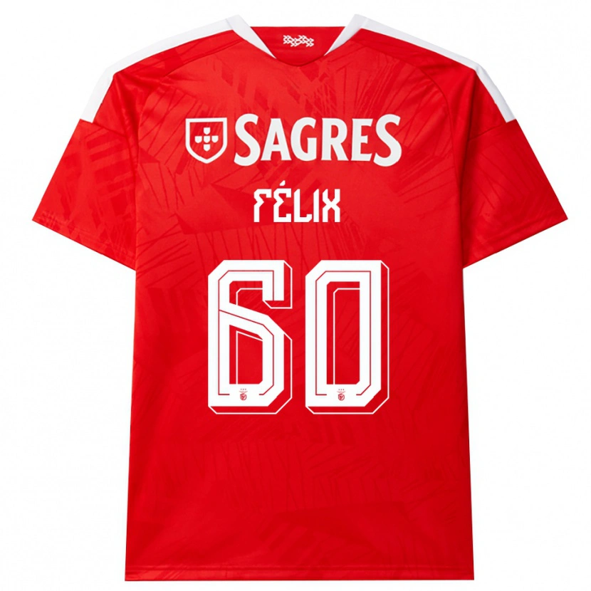 Danxen Mænd Nuno Félix #60 Rød Hvid Gul Hjemmebane Spillertrøjer 2026/27 Trøje T-Shirt