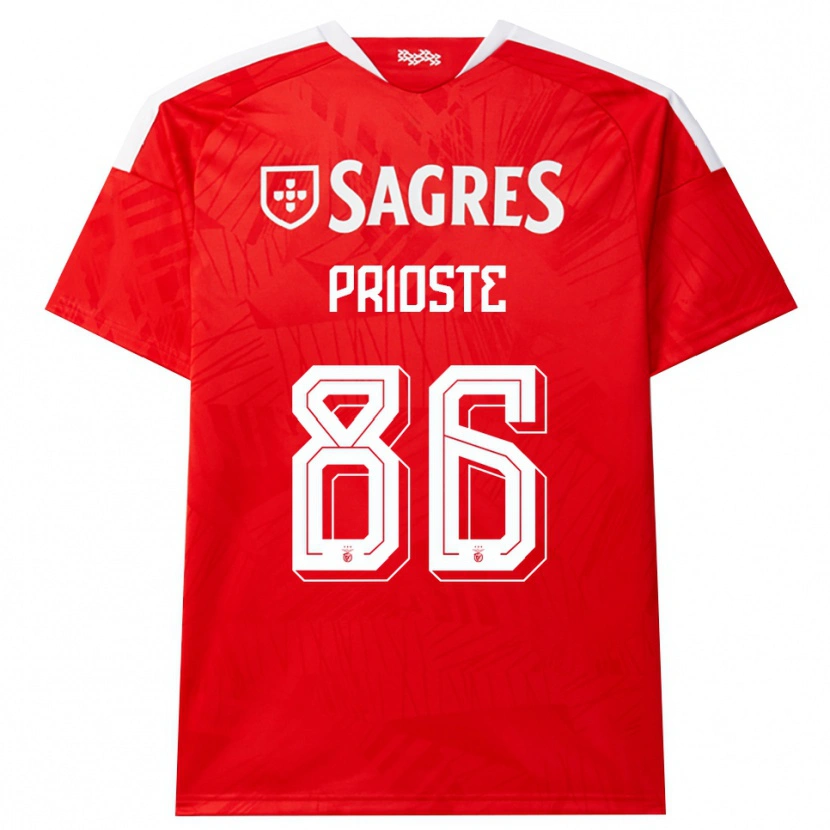 Danxen Mænd Diogo Prioste #86 Rød Hvid Gul Hjemmebane Spillertrøjer 2026/27 Trøje T-Shirt